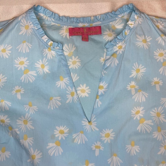 Simply Southern Dress Size S Powder Blue with Daisy Print V-neck Ruffled Skirt - Picture 4 of 14